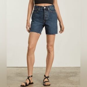 Everlane The Rigid Way-High Short Dark Wash Raw Hem Button Fly NWT